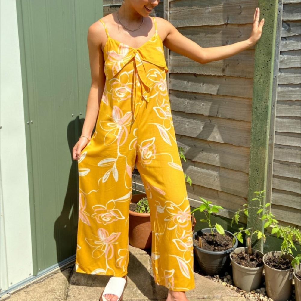Asos yellow floral jumpsuit